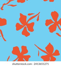 
Two color vector floral pattern. Design for wallpaper, wrapping paper, background, fabric. Seamless vector pattern with decorative climbing flowers. Abstract floral pattern.