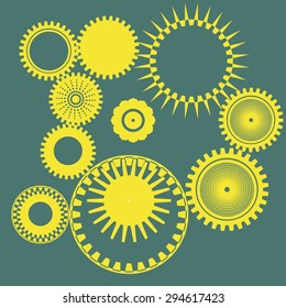 Two color vector simple pattern geometrical ornament - gears