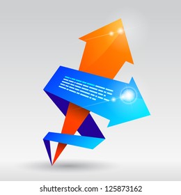 Two colored arrows on a white background for sample text. Vector illustration. EPS 10