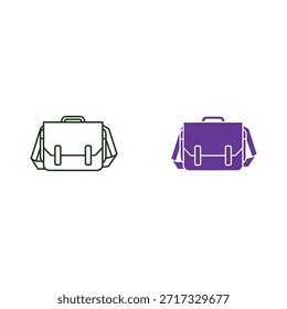 Maleta de duas cores com contorno verde e roxo preenchido