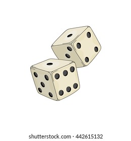 Two colored cartoon-style dice cubes