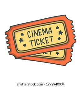 Two colored cinema tickets
