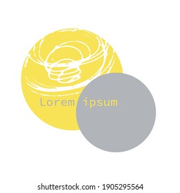 Two colored circles on a white background. Logo design in fashionable colors yellow, gray. Vector hand-drawn template with doodles. Minimalistic style.