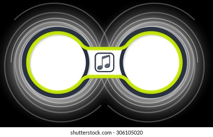Two colored circular frames for your text and music symbol