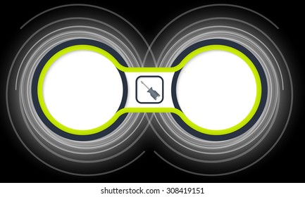 Two colored circular frames for your text and screwdriver
