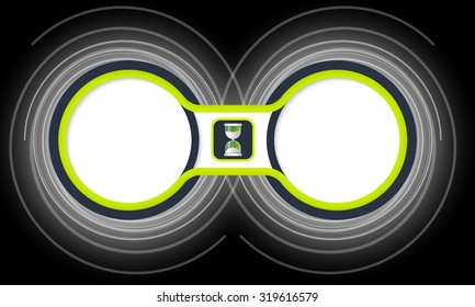 Two colored circular frames for your text and sand glass