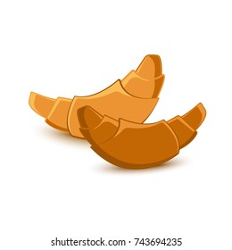 Two colored croissant with shadow. Vector illustration