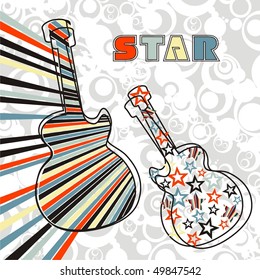 two colored guitars. Vector illustration.