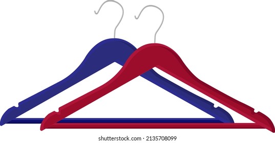Two colored hangers, illustration, vector on a white background.