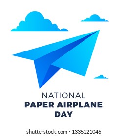 Two colored paper planes flying in the air. Good concept for web design illustration. Vector design. Advertisement art. Card for paper airplane day. 