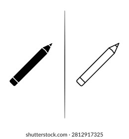 Two colored pencils one black and one white on white background