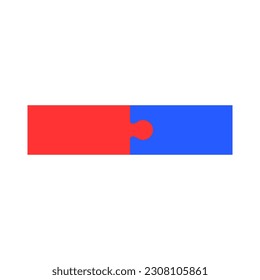Two colored puzzle pieces joined together.