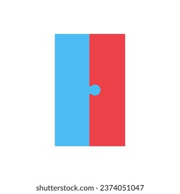 Two colored puzzle pieces joined together.