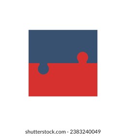 Two colored puzzle pieces joined together. Color vector elements and parts.