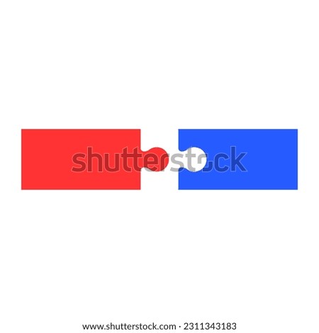 Two colored puzzle pieces joined together.