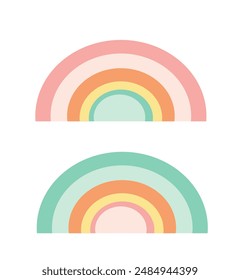 dos arcoíris de colores sobre un fondo transparente