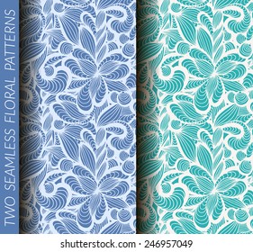 Two colored seamless patterns. For backgrounds, covers, textile, wallpapers. 