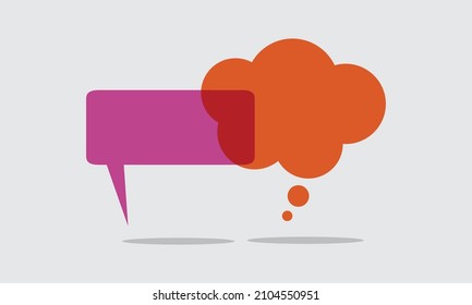 Two colored speech bubbles. Shapes of blank space for a text. 