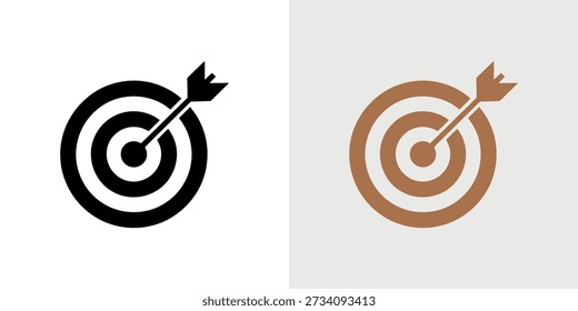 Dois ícones de alvo coloridos com setas atingindo o alvo, representando sucesso e precisão.