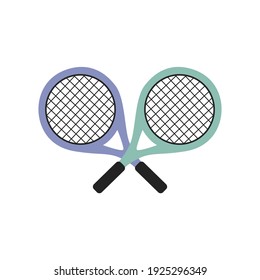 two colored tennis rackets on a white background vector Illustration flat style.