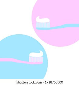 Two colored toolbrushes. 
Еюwo circles on the background