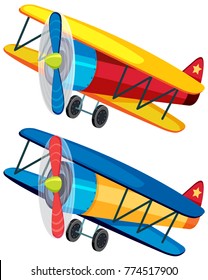 Two colorful airplanes on white background illustration