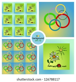 Two colorful background with colorful kids motifs