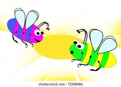 Two colorful bee on daisy