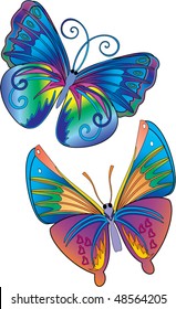 two colorful butterflies