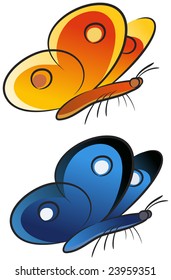 Two colorful butterflies flying