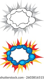 Two colorful comic-style explosion speech bubbles for expressive dialogues