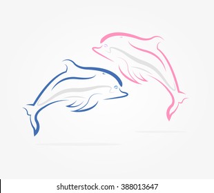 two colorful dolphins