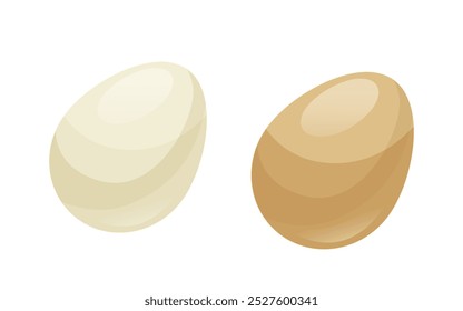 Dos huevos coloridos sobre un fondo claro. Ilustración vectorial
