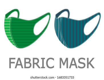 Two colorful fabric face masks isolated on white background. If you are well the fabric mask is fine enough to protect you from viruses or dust and allergy.