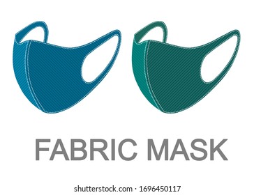 Two colorful fabric face masks isolated on white background. If you are well the fabric mask is fine enough to protect you from viruses or dust and allergy.