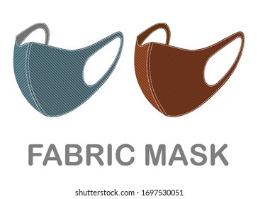 Two colorful fabric face masks isolated on white background. If you are well the fabric mask is fine enough to protect you from viruses or dust and allergy.