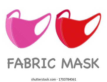 Two colorful fabric face masks isolated on white background. If you are well the fabric mask is fine enough to protect you from viruses or dust and allergy.