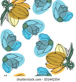 Two colorful flowers vector pattern. Dancing flowers. Bright colors