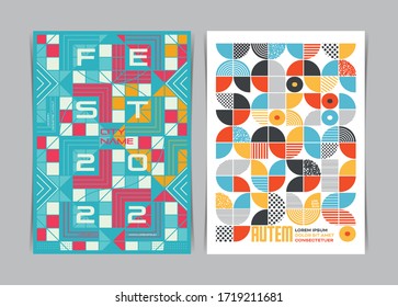 Two Colorful Geometric Event Flyers template. Vector illustration.