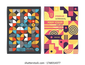 Two Colorful Geometric Event Flyers template. Vector illustration.
