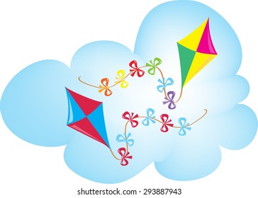 Two Colorful Kites With Bows