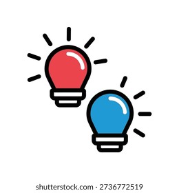 Two colorful light bulbs symbolizing innovation and inspiration together