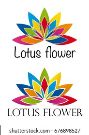Two colorful lotus flower logo on white background - Vector image