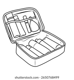 Two colorful markers are packed inside a green pouch, suggesting it's part of stationery or art supplies kit. Good for illustrating school concepts.