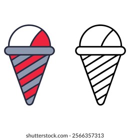 Two Colorful and Monochrome Ice Cream Cone Illustrations