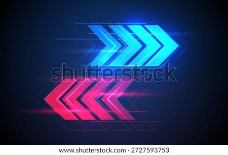 Two Colorful Neon Arrows Showing Opposite Directions