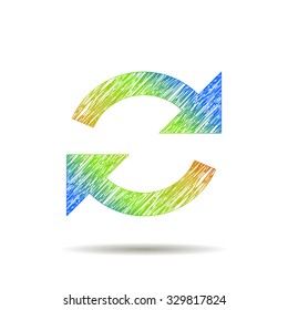 two colorful painted arrows on a circle