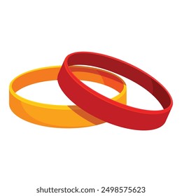 Two colorful rubber wristbands lying next to each other on white background