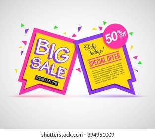 Two colorful Sale Banner with text. Vector eps 10 format.