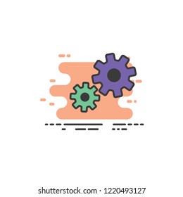 Two colorful setting gears working together. Flat modern vector icon illustration.